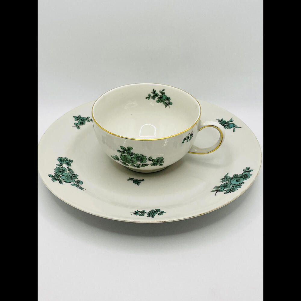 Retro Collectible: 1940s Green Wild Flower Dinner Set Sophiental Fein Bayreuth